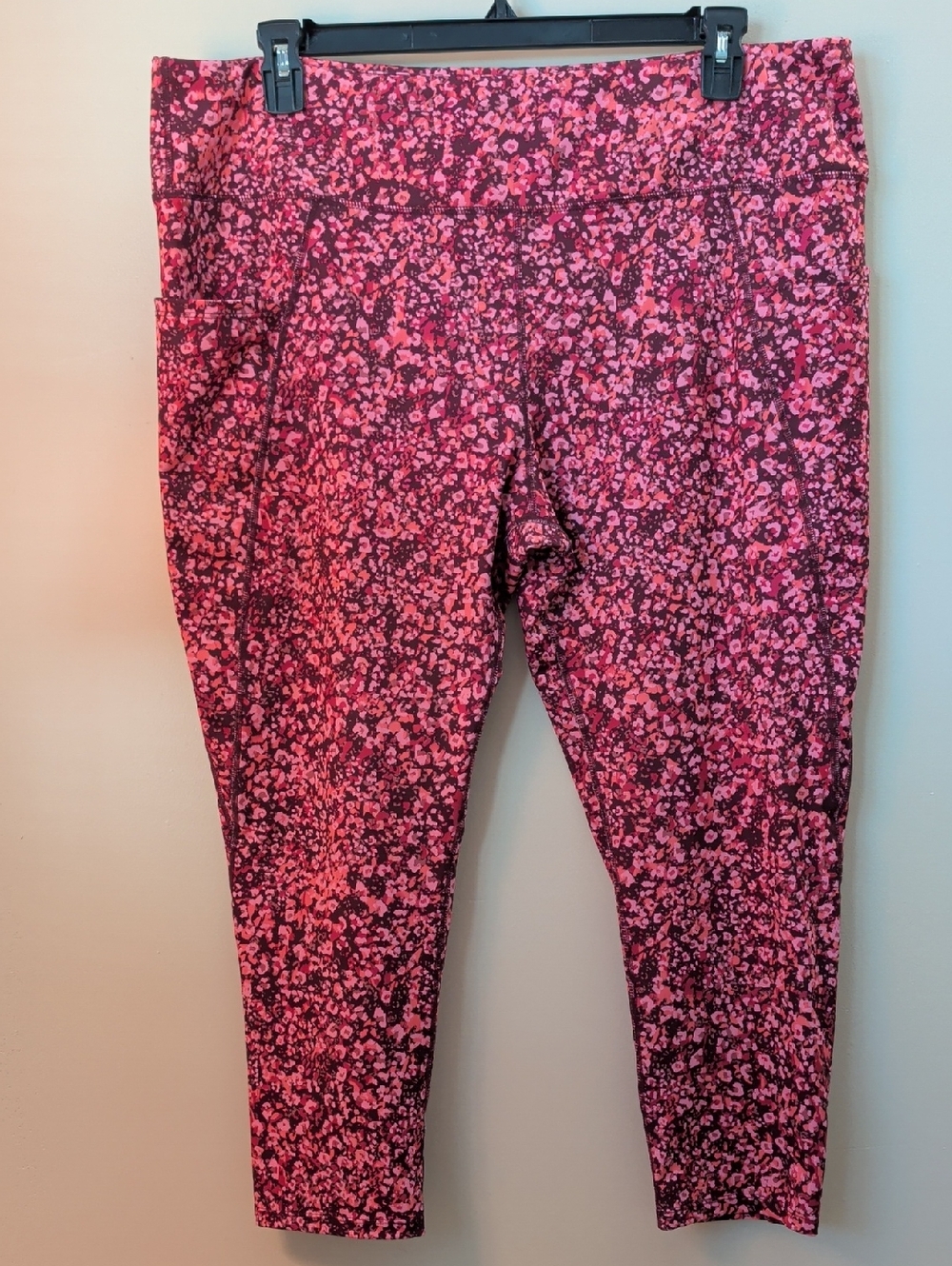 RB3 Pink and Magenta Floral Print Activewear Leggings - Size 2X
